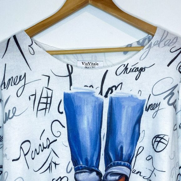 Via Vitale - Made in Italy - Lightweight, Long sleeve, Scoop Neck, top - Size L - Picture 3 of 7